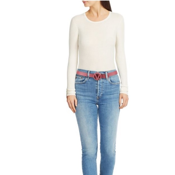 Mario Valentino Logo Slim Leather Belt - Picture 2 of 11